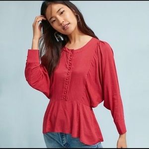 Anthropologie Maeve Red Polka Dot Blouse